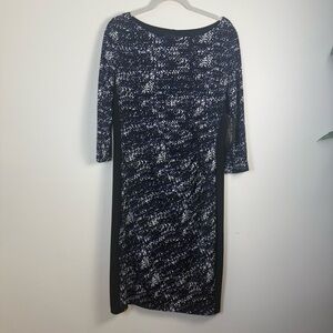 Black Label by Evan-Picone Womens White Patterned Dress sz 12 Bodycon Stretch